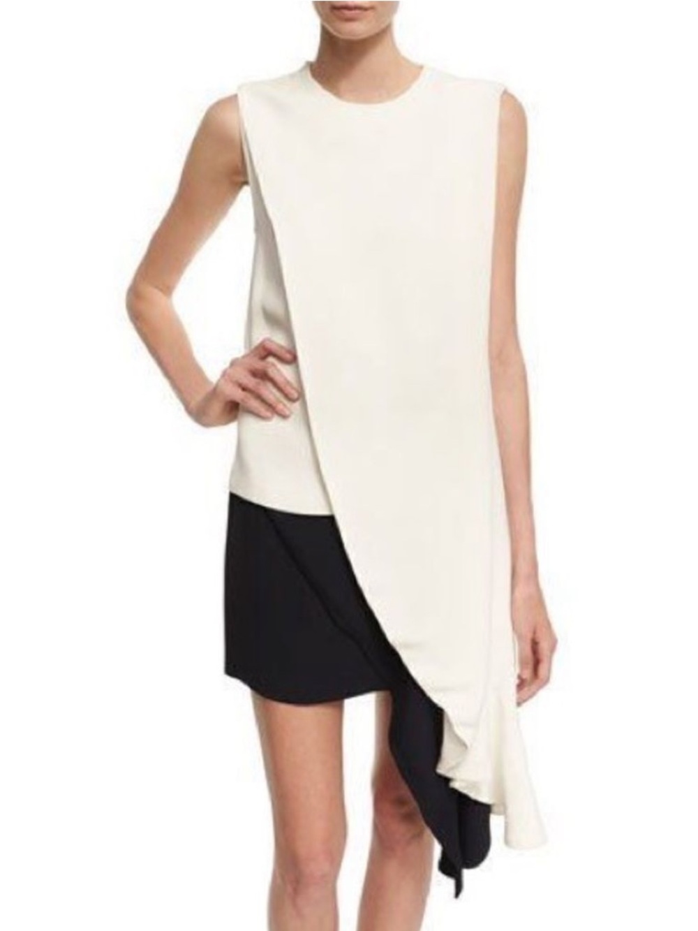 Calvin Klein 205W39NYC resort collection Asymmetric Draped Ivory Top